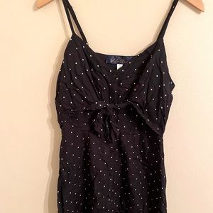 polka dot button up, tie dress